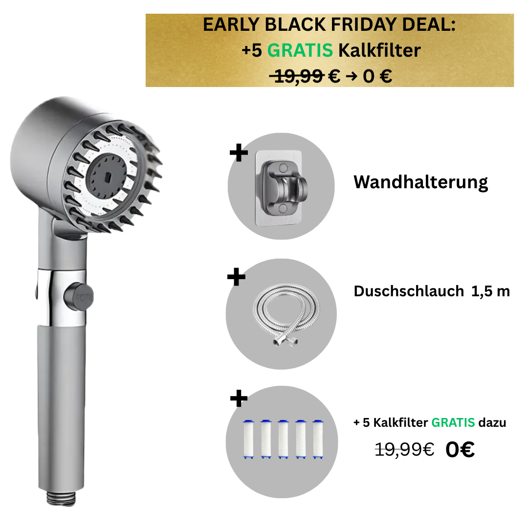 GlowShower - 4-in-1 Duschkopf + 5 Gratis Kalkfilter
